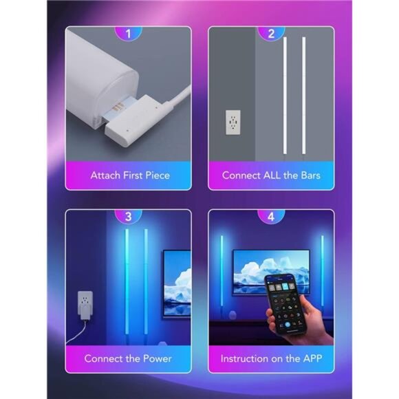 Govee Glide Wall Lights, RGBIC LED Lights, Smart Gaming Lights Works - Picture 5 of 7